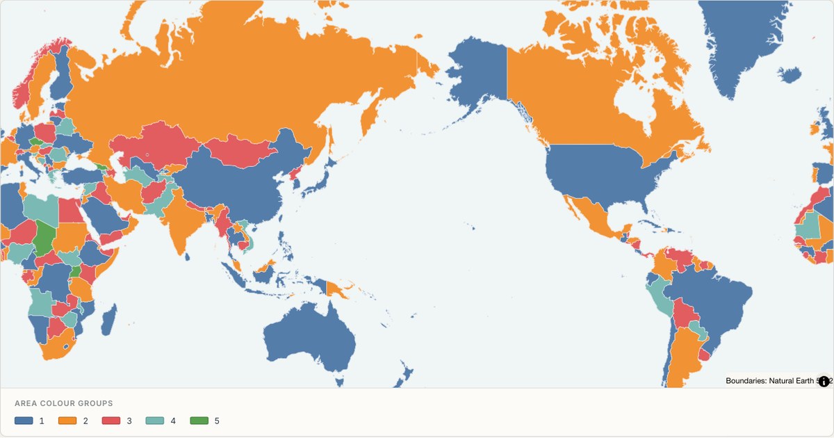 World Pacific centred — Categorical regions built from TopoJSON