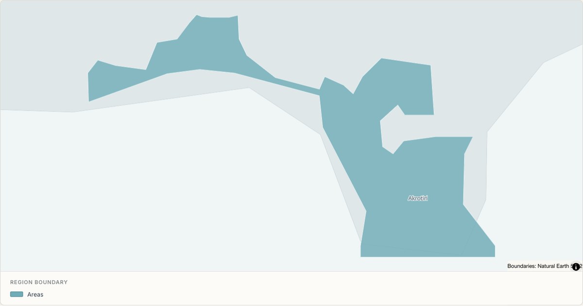 Akrotiri Sovereign Base Area boundary map — Single boundary built from TopoJSON