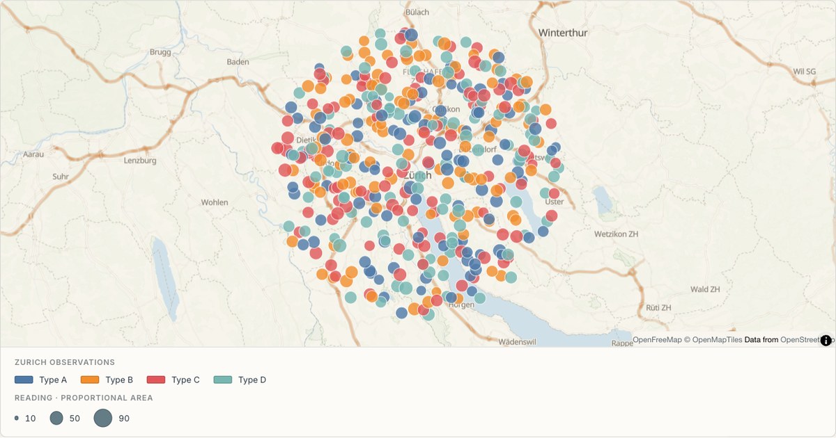 A tree inventory as a categorical point map — Graduated circles